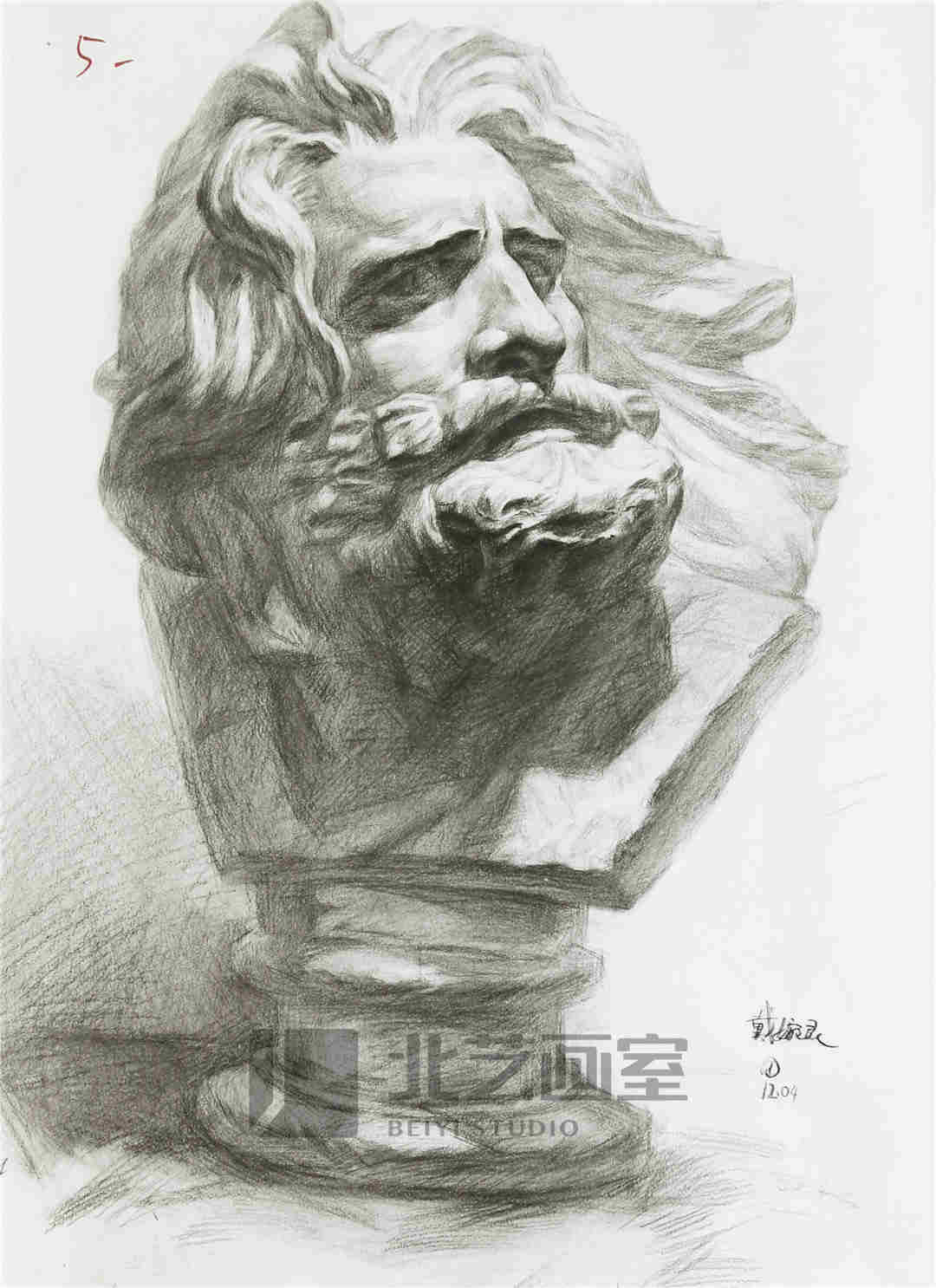 素描石膏像作品赏析——马赛