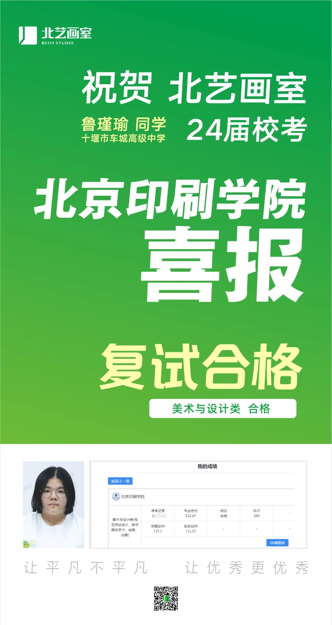 北艺画室2024届北京印刷学院复试优秀学员