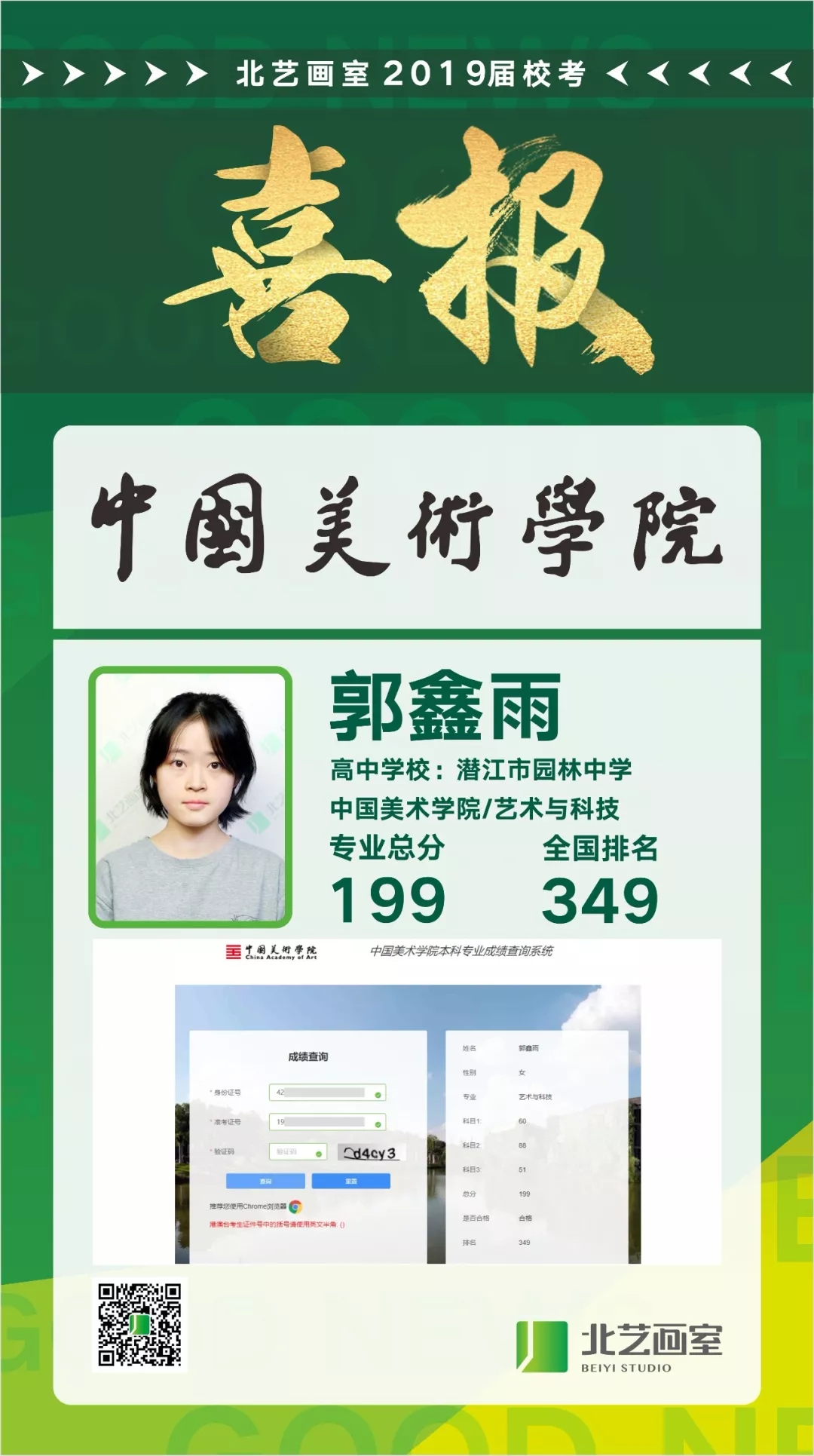 北艺2019年中国美术学院喜报