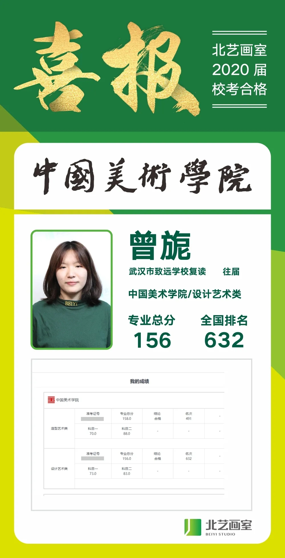  北艺画室2020年【中国美院】校考捷报