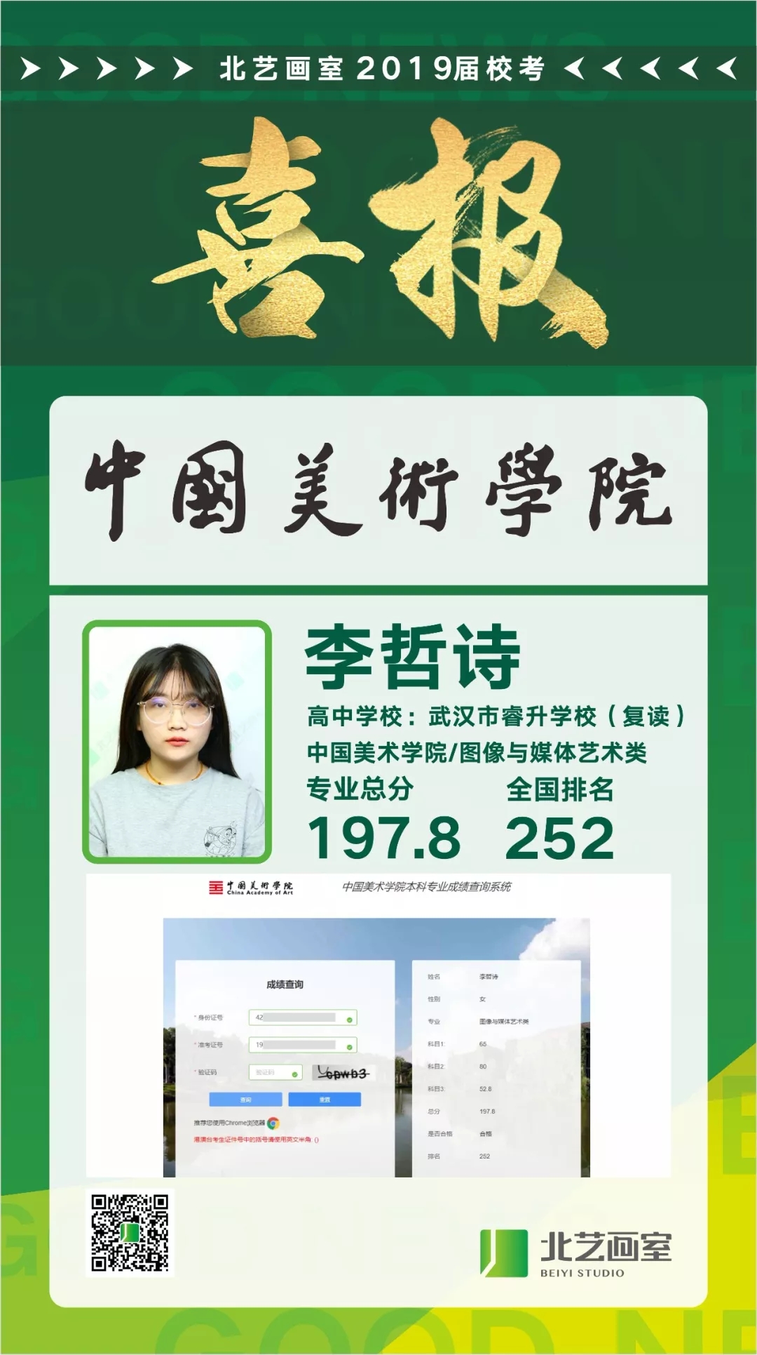 北艺2019年中国美术学院喜报