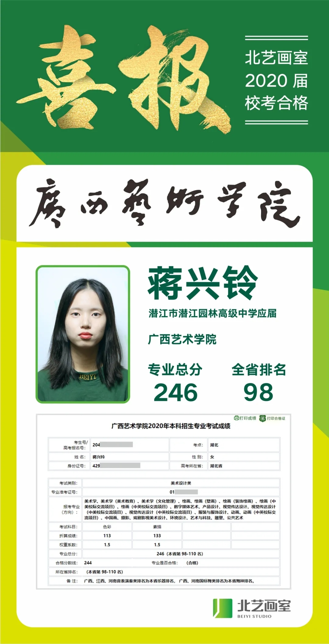 北艺画室广艺校考优秀学员
