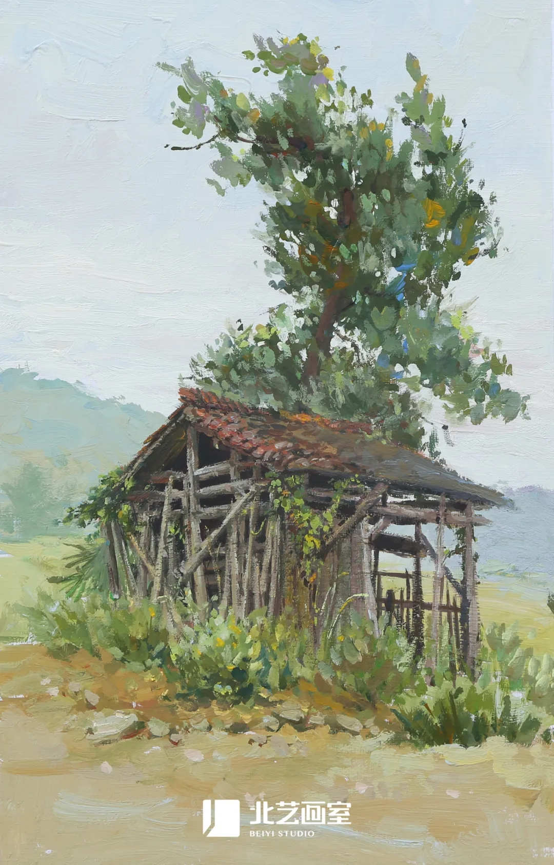 色彩风景作品赏析——树木,房子