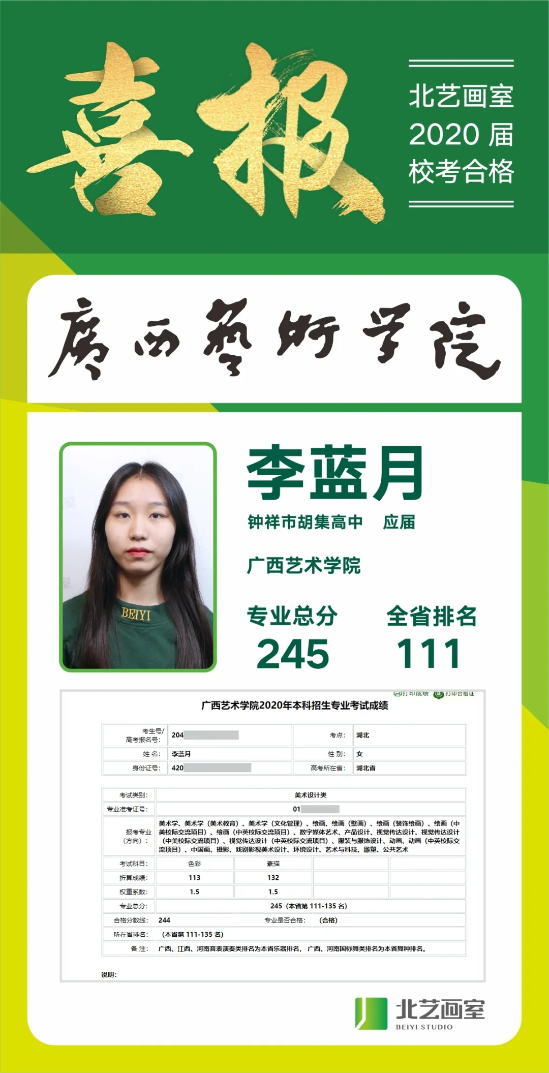 北艺画室广艺校考优秀学员
