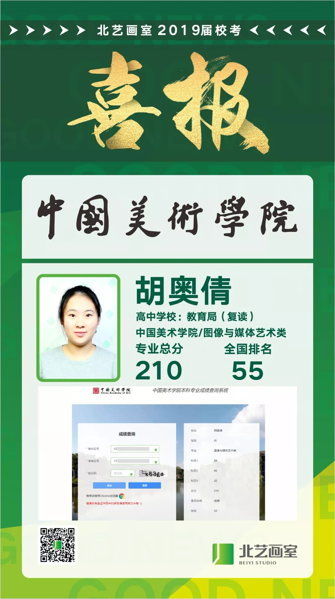 北艺2019年中国美术学院喜报