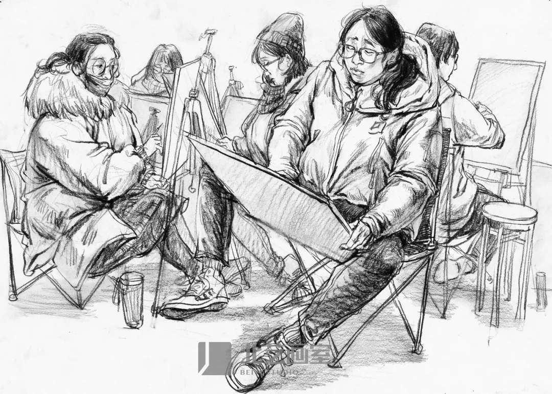 武汉北艺画室场景速写作品,场景速写超清临摹图