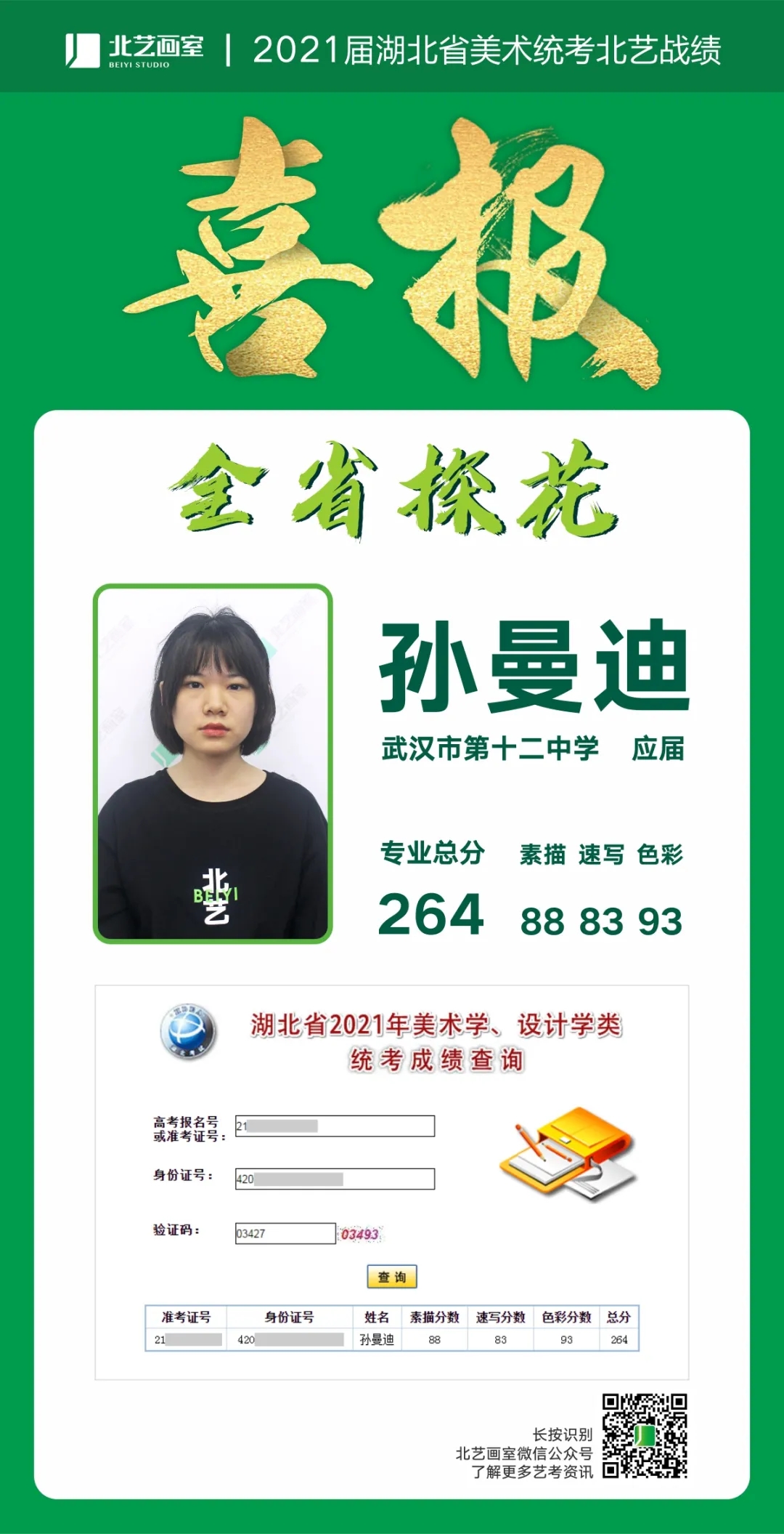 北艺画室2020届美术统考成绩公示